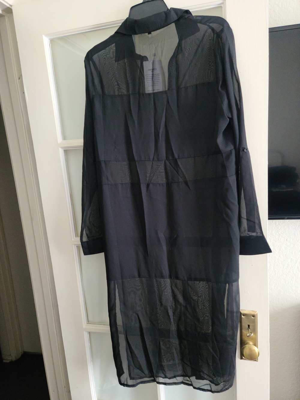 Sheer Black Button-Front Long Robe - Picture 7 of 7